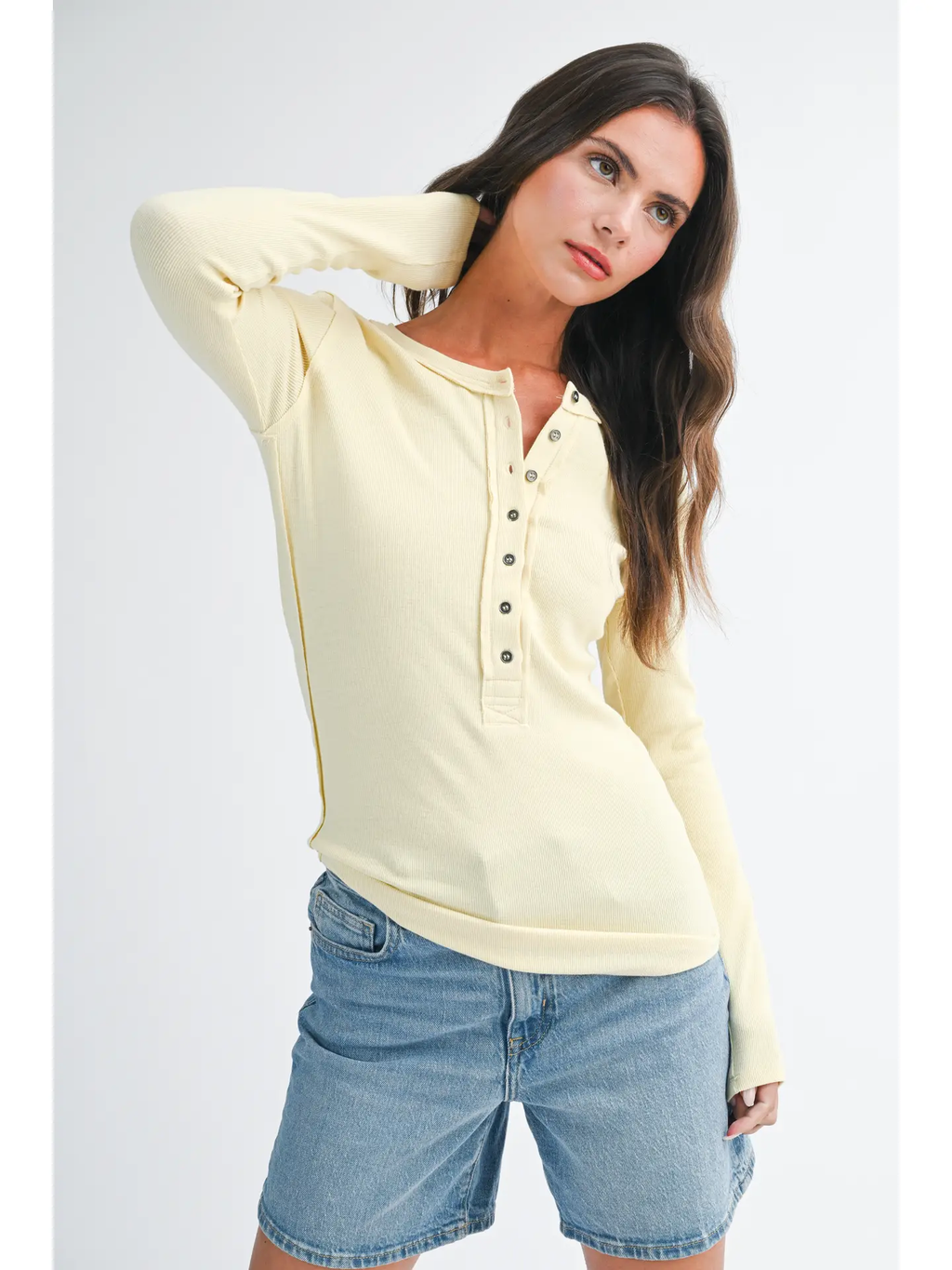 Henley Long Sleeve Top - BUTTER