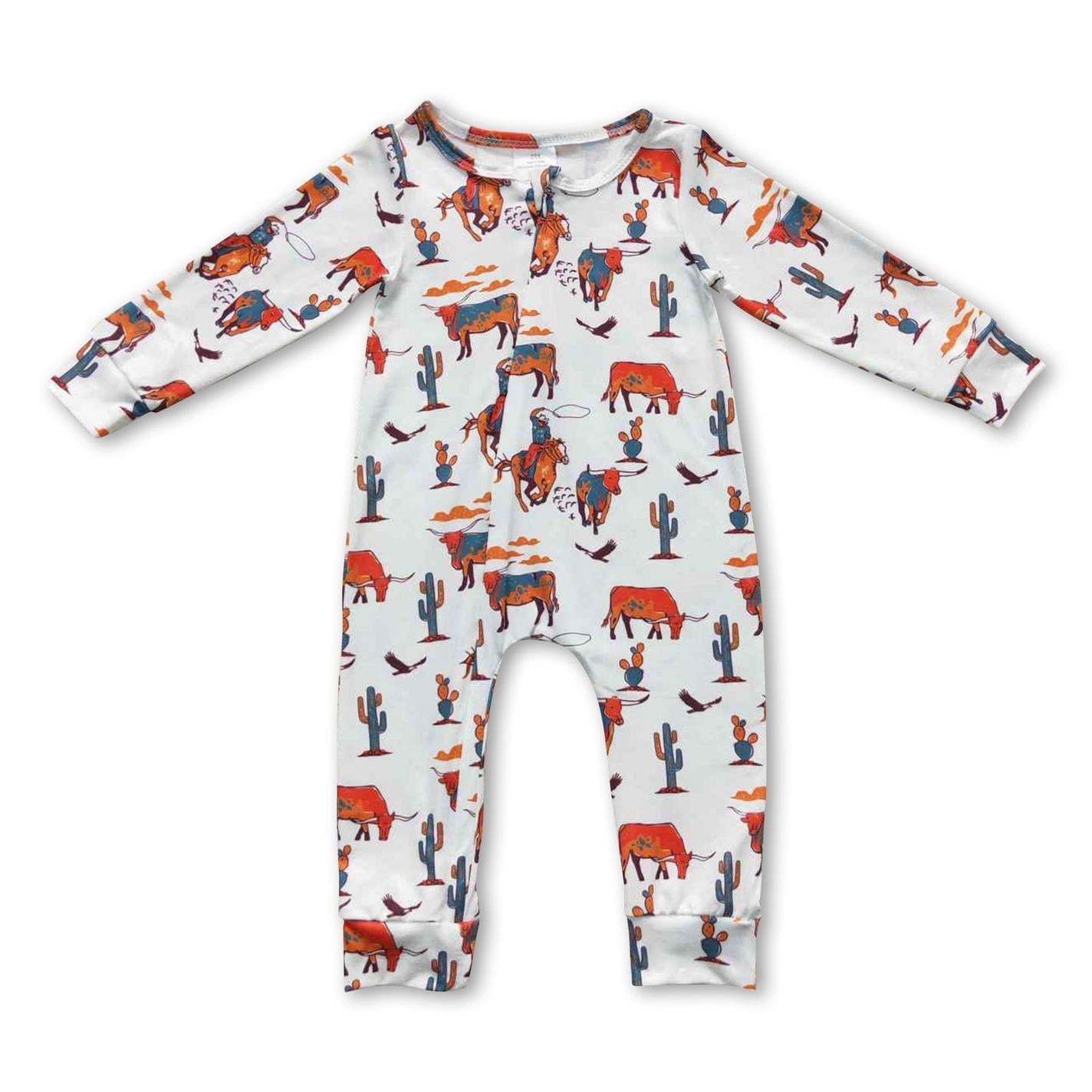 WESTERN PRINT LONG SLEEVE ROMPER - MULTI