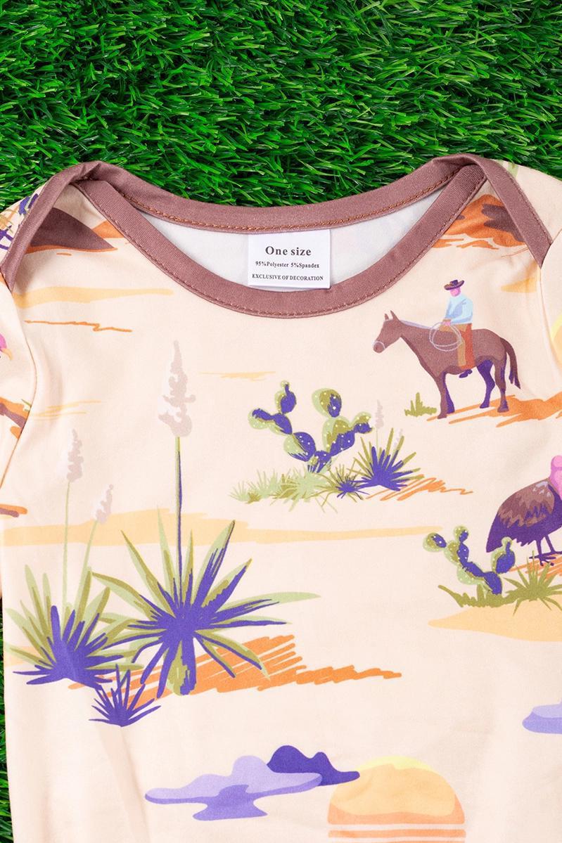 Wild West Dessert, Cactus Printed Baby Gown