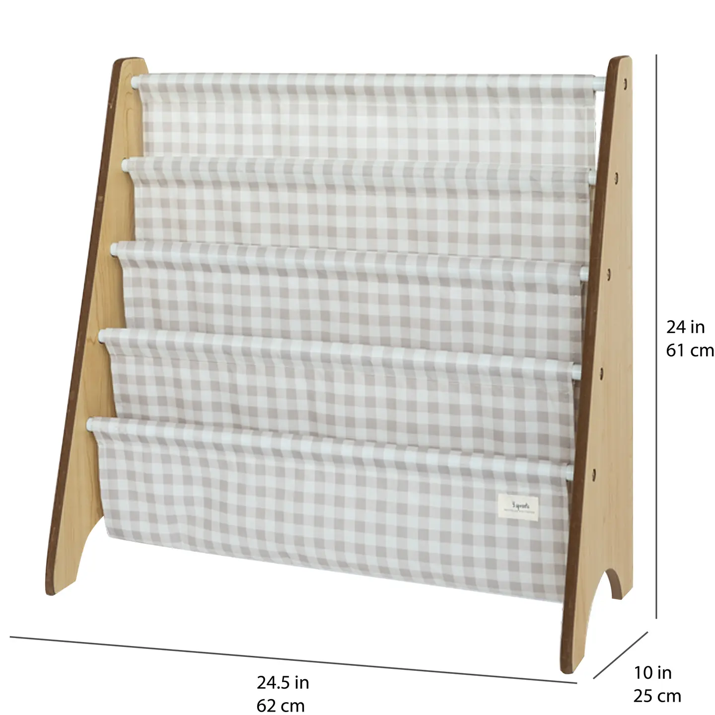 Kids Bookcase/Bookshelf with Recycled Fabric - Gingham - BEIGE GINGHAM