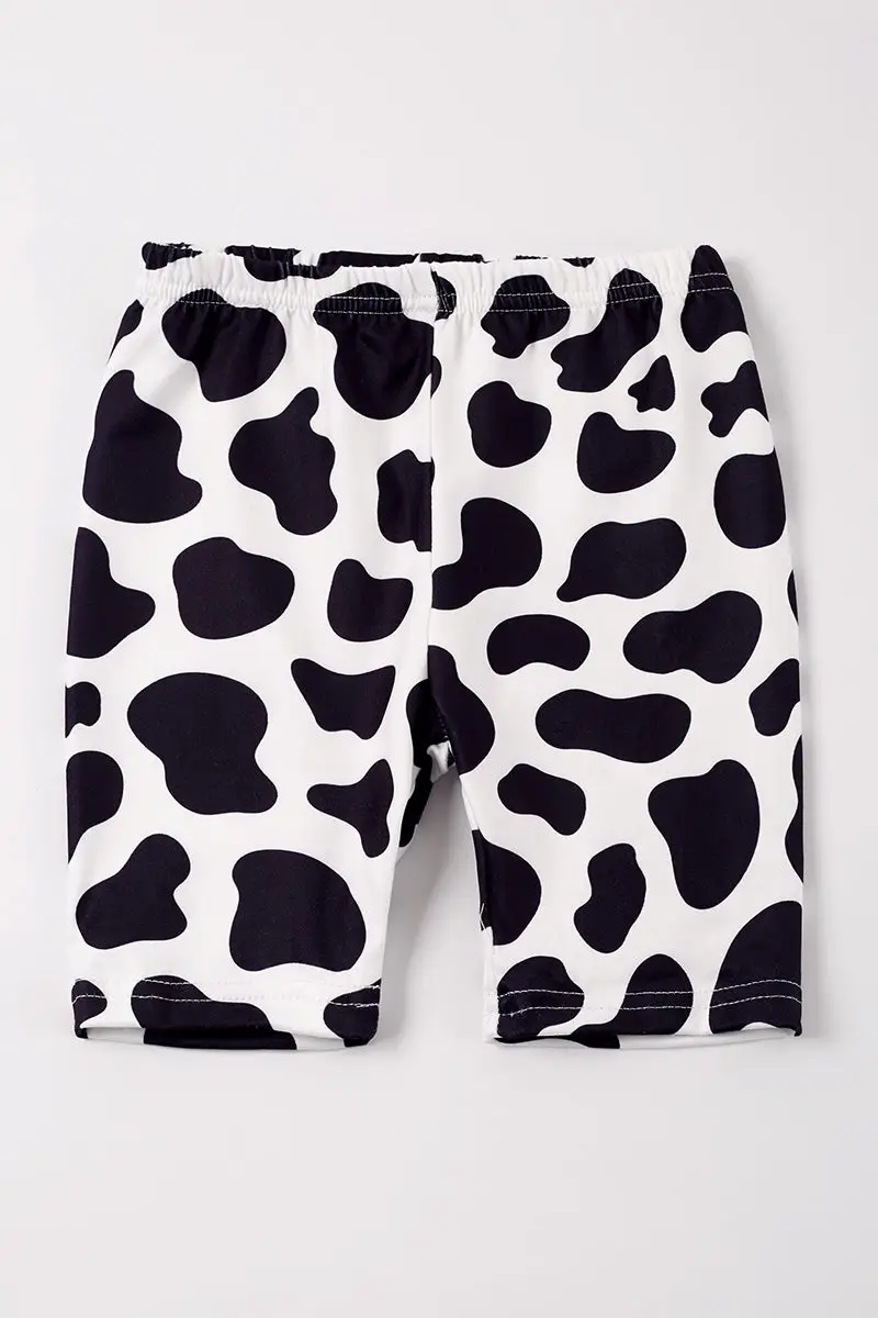 COW PRINT GIRLS BIKE SHORTS