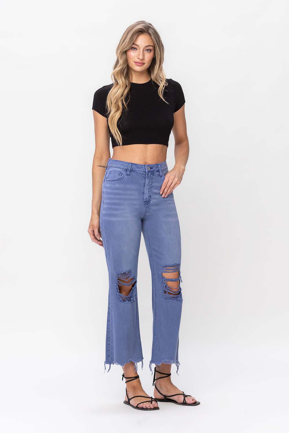 90'S VINTAGE CROP FLARE - INDIGO