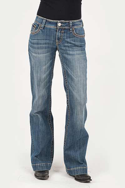 WOMENS JEAN ELLA TROUSER FIT STEER HEAD EMB DECO BACK POCKET OWS 10-054-0460-0011 BU
