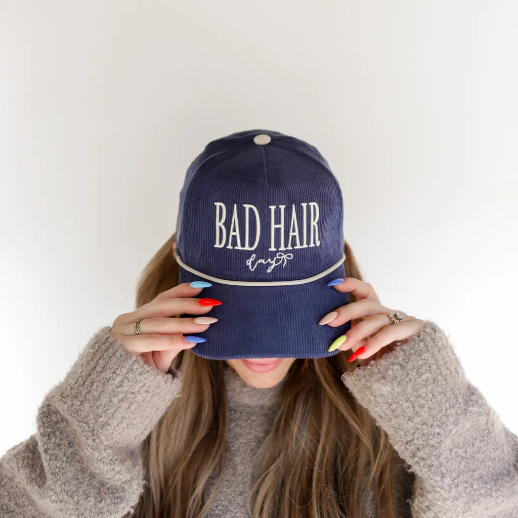 Bad Hair Day Trucker Hat - DARK DENIM CORDUROY