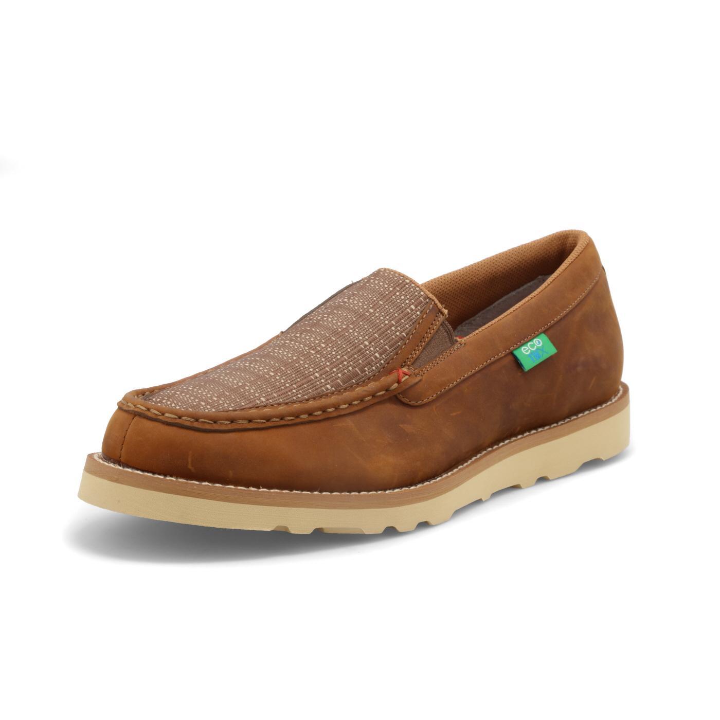 MEN'S WEDGE SOLE SLIP-ON - OILED SADDLE & COFFEE MCA0037