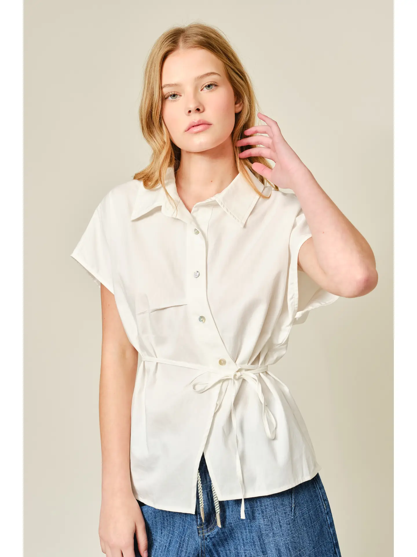 Belted Detail Cotton Shirts