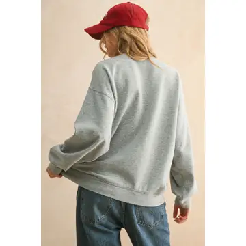 Flag Patch Front Detail Sweatshirts - Grey