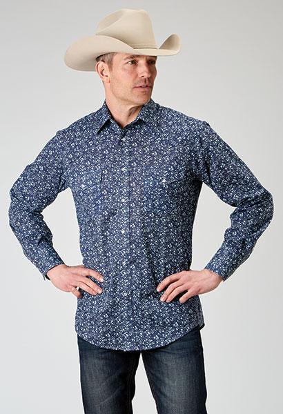 MENS L/S SHIRT SNAP PRINT DITSY FLORAL PRINT - 01-001-0179-0350