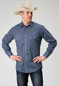 MENS L/S SHIRT SNAP PRINT DITSY FLORAL PRINT - 01-001-0179-0350