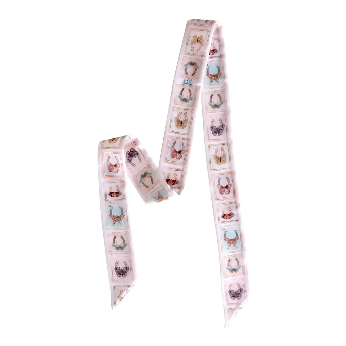 Postal Field Study Twilly Scarf in Almond: Vintage Western Satin Chiffon Scarf
