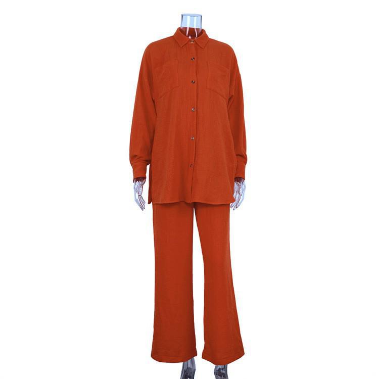 Two Piece Pants Set - Rust