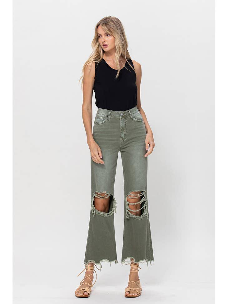 90S VINTAGE CROP FLARE - ARMY GREEN