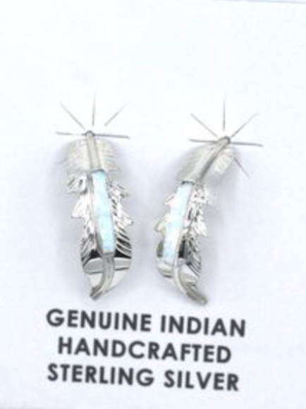 Navajo Handmade Opal Earrings-Allen Barney