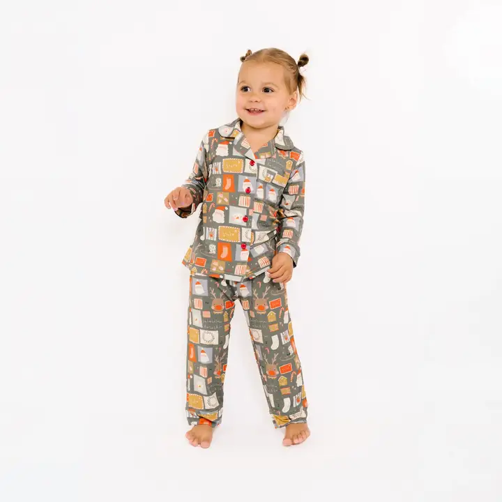 Letters To Santa Kid Long Sleeve Bamboo Button Up Set