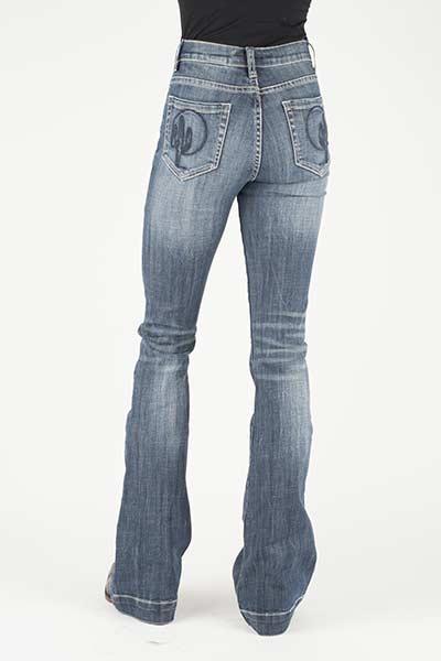WOMENS JEAN 921 HIGH RISE FLARE FIT STETSON BACK POCKET W/CACTUS EMB OWS 11-054-0921-2403 BU