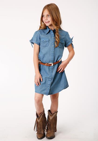 GIRLS SOLID DENIM DRESS 03-257-0594-2024