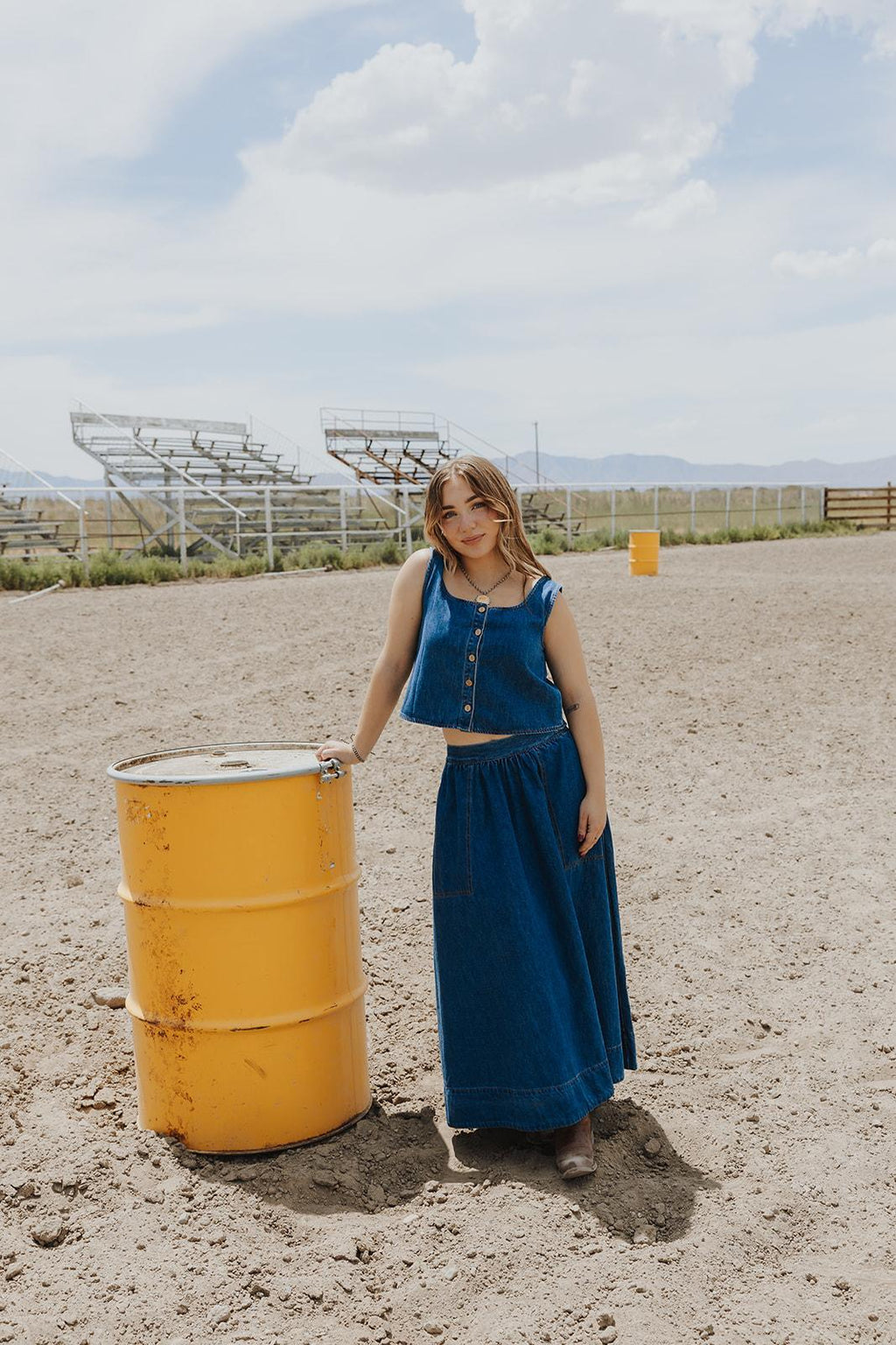 Soft Denim A Line Skirt with Pocket