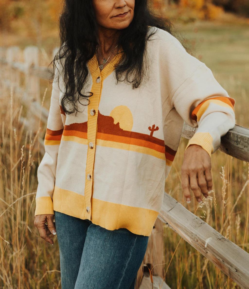 DESERT RETRO STRIPE CARDIGAN - CREAM MULTI