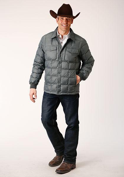 ROPER MEN'S CRUSHABLE PARACHUTE JACKET 1744 SLVR SAGE NYLON DOWN PROOF COATED