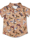 Short Sleeves Horse Rodeo Boys Western Button Down Shirt