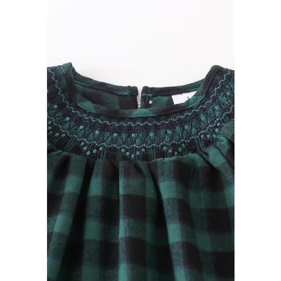 FOREST PLAID SMOCKED DRESS