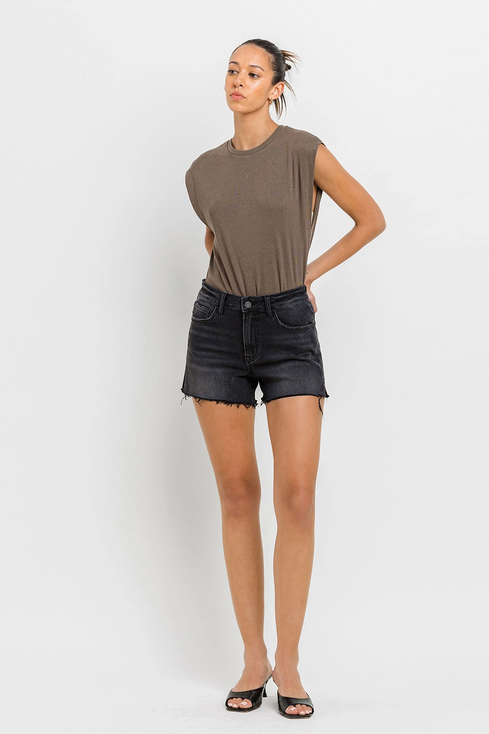 High Rise Side Slit A Line Shorts - Alternate