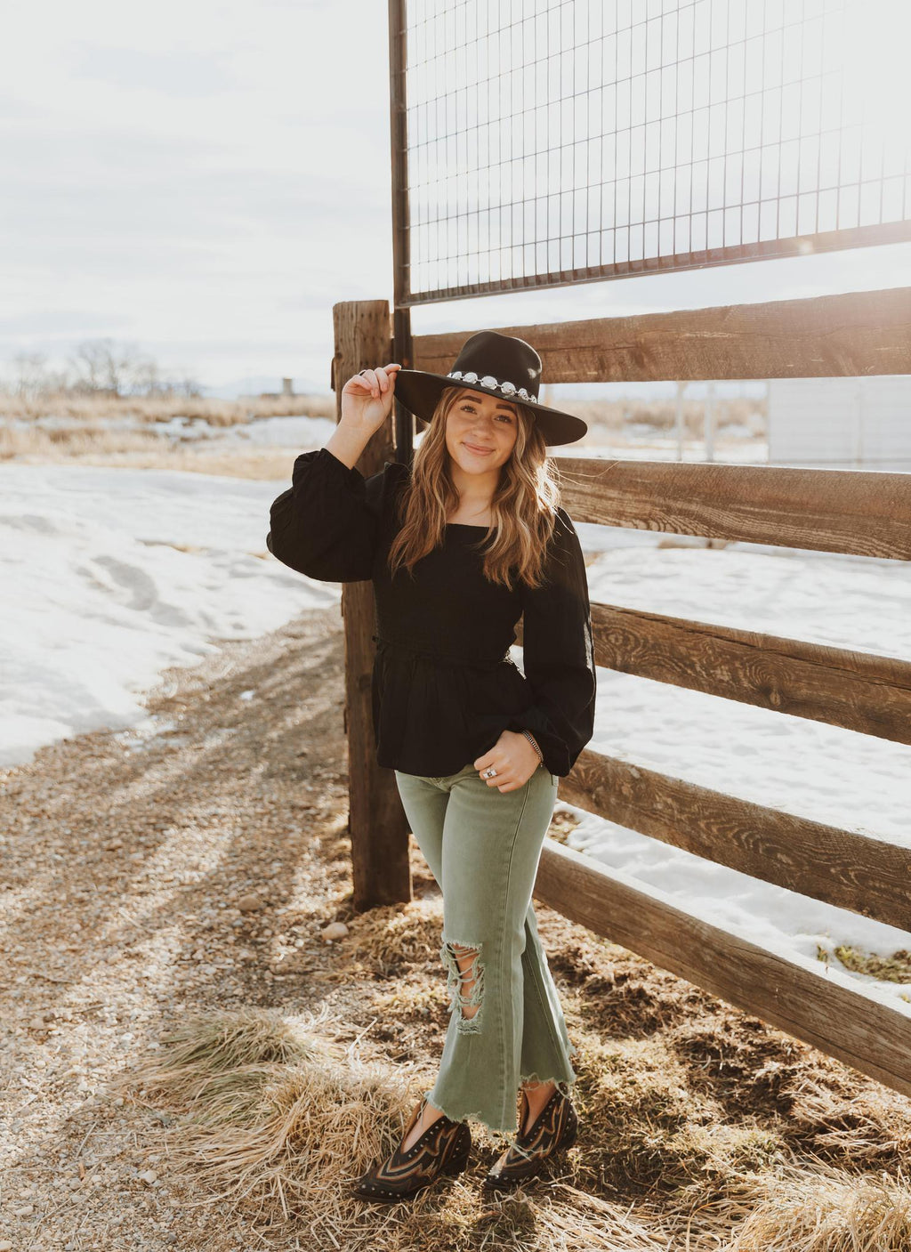 90S VINTAGE CROP FLARE - ARMY GREEN