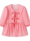 Tie Front Blouse - Pink