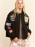 West Coast Rodeo Embroidered Bomber Jacket - BLACK