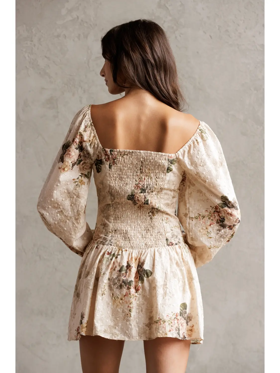 FLORAL Eyelet Puff Sleeve Romper