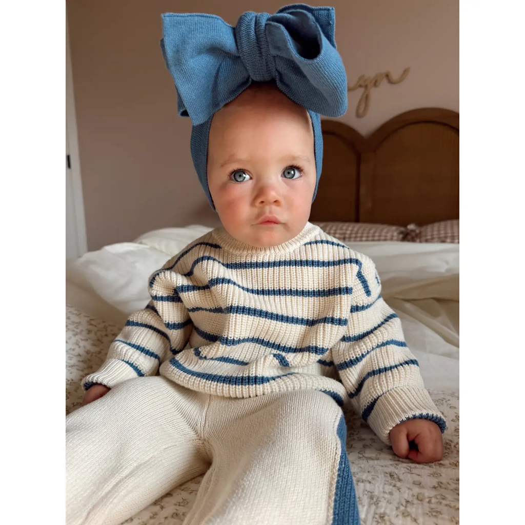 Classic Bow Headband - Denim Blue