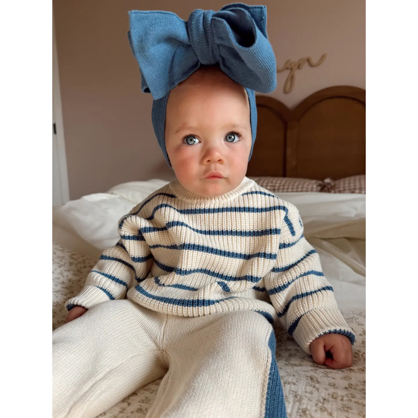 Classic Bow Headband - Denim Blue