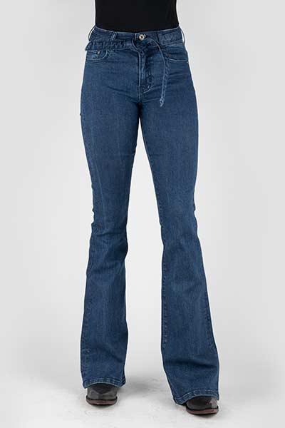 WOMENS JEAN 921 HIGH RISE FLARE FIT PLAIN BACK PKT HIGHRISE FLARE W/BELT 11-054-0921-2415 BU