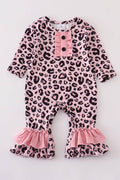 BABY GIRL PINK LEOPARD RUFFLE BABY ROMPER