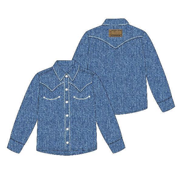 WESTERN DENIM LONG SLEEVE BUTTON-UP