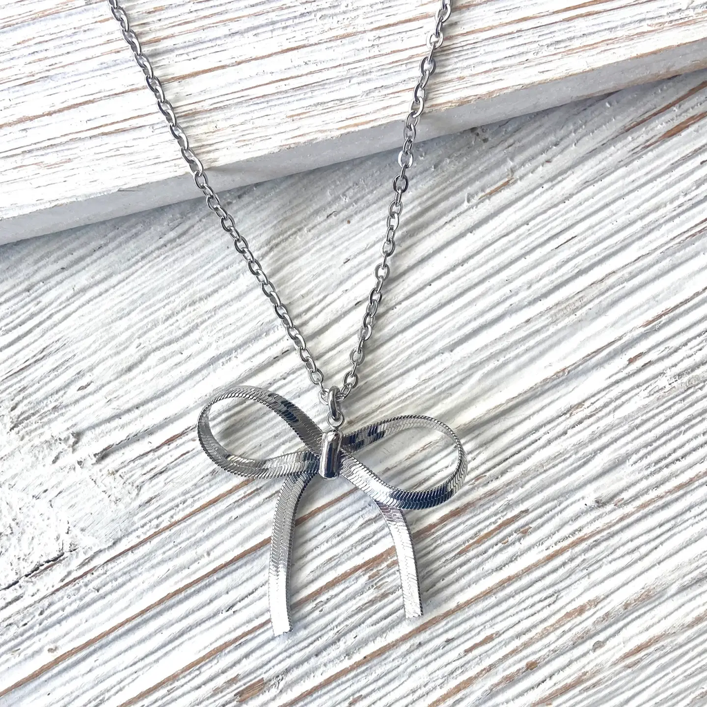 Bow Necklace Slip Knot Trendy Jewelry SILVER