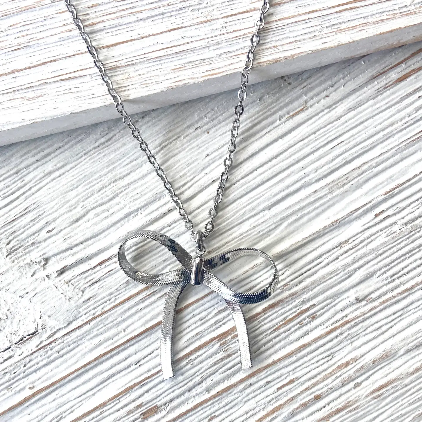 Bow Necklace Slip Knot Trendy Jewelry SILVER