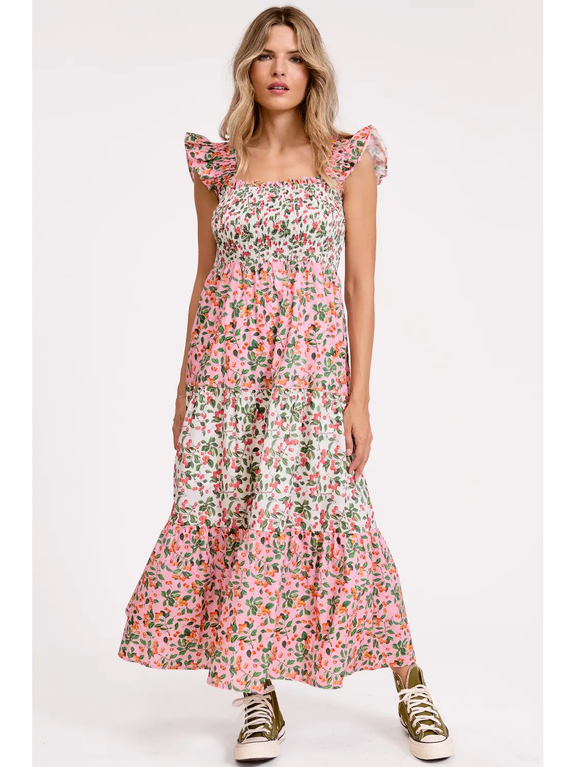 Wild Cherry Smocked Maxi Dress