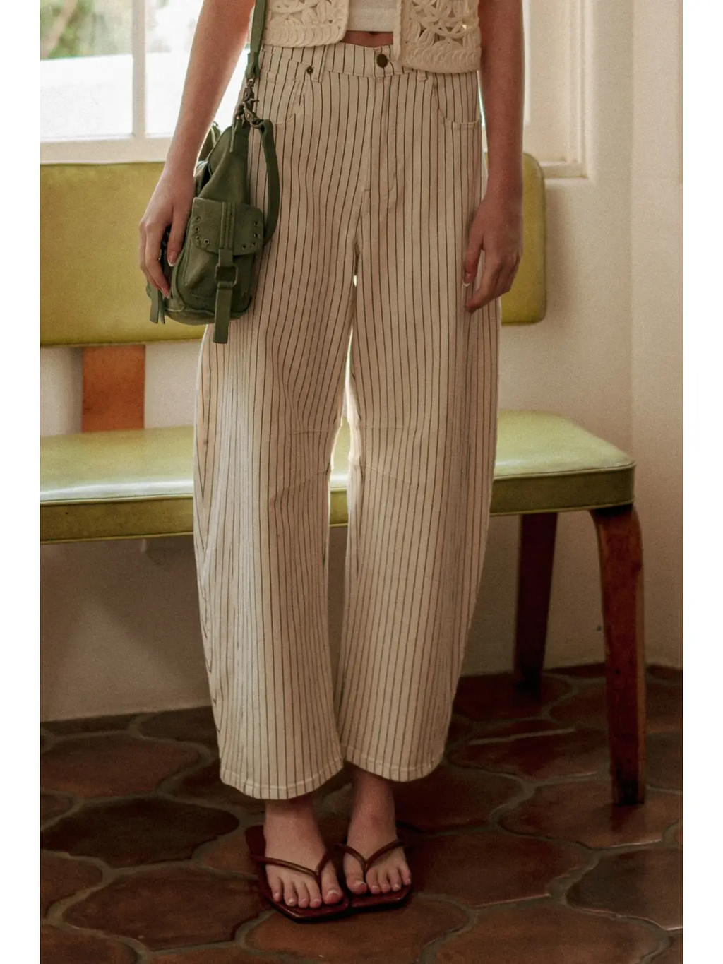 Pinstriped Pattern Barrel Pants