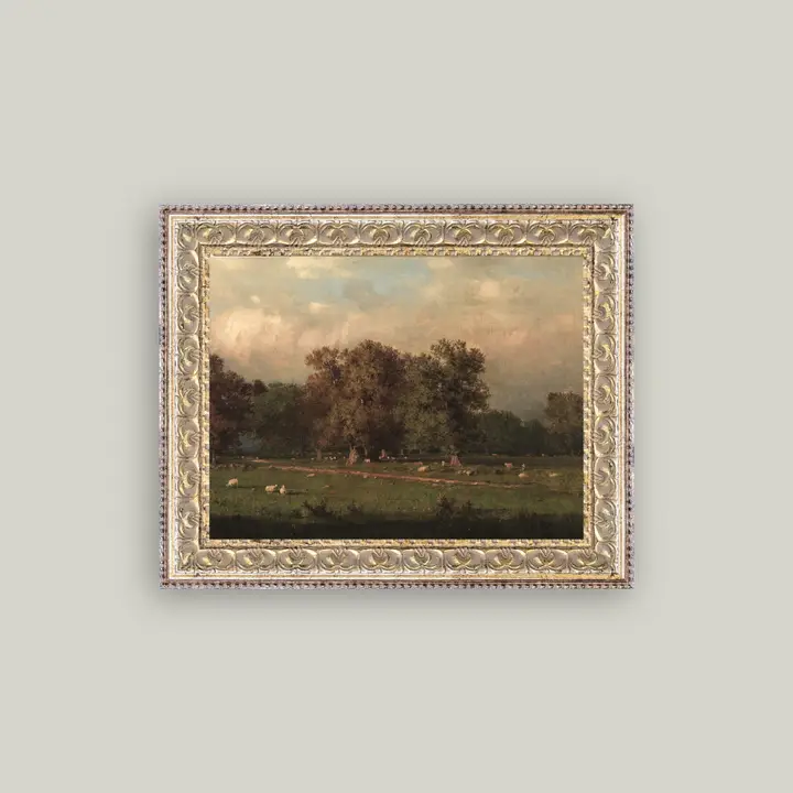 Sheep Farm Framed Antique Art - 10x8