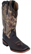 Ladies Cowhide Chocolate/Mocha Floral S-Toe