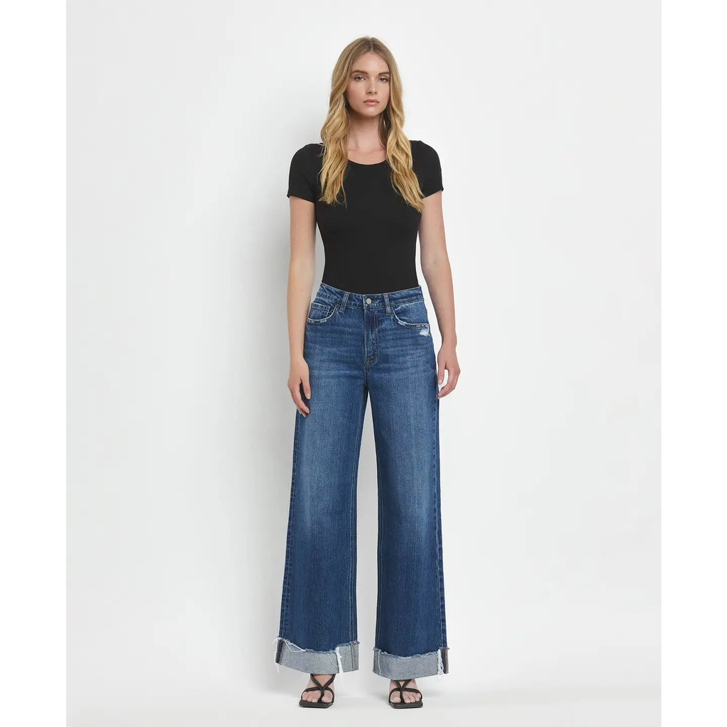 Super High Rise Cuffed Baggy Wide Jeans | Brilliance
