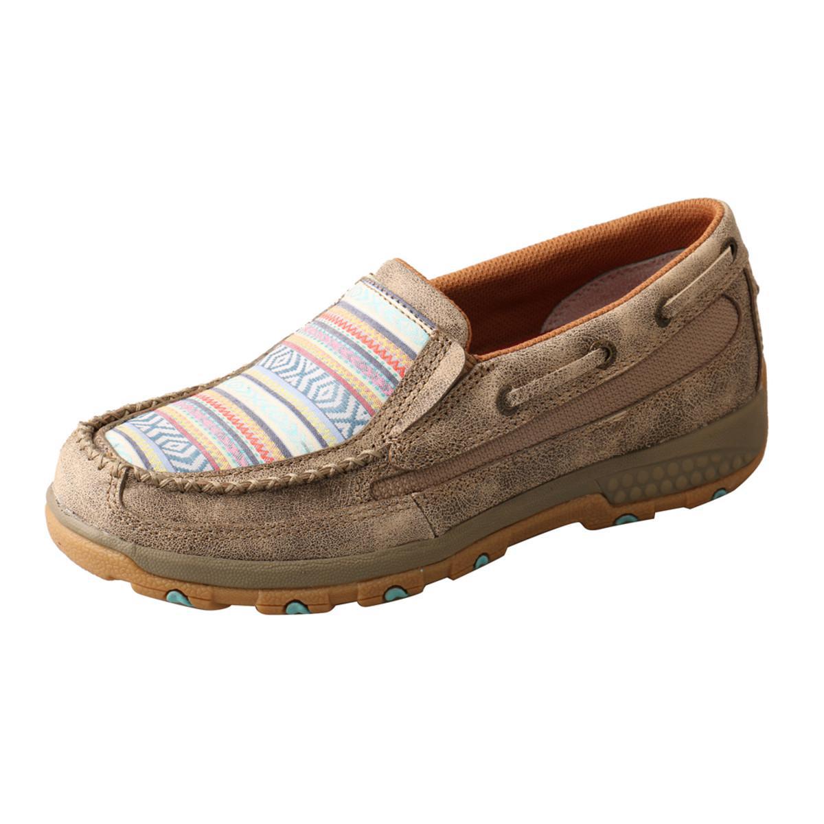 WOMENS SLIP ON DRIVING MOCCASINS - DUSTY TAN/MUTLI WXC0008