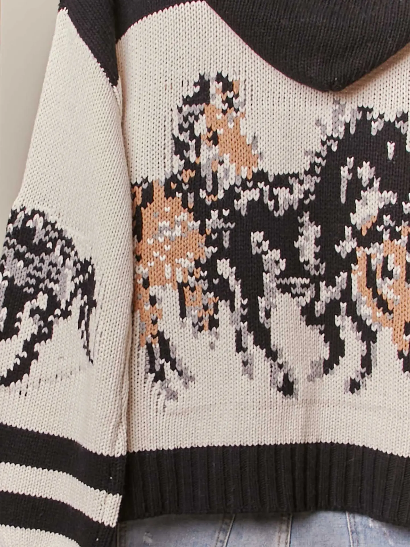 Horse Pattern Hooded Cardigan