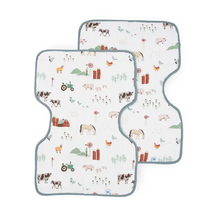 Cotton Muslin Burp Cloth 2 Pack - Farmyard