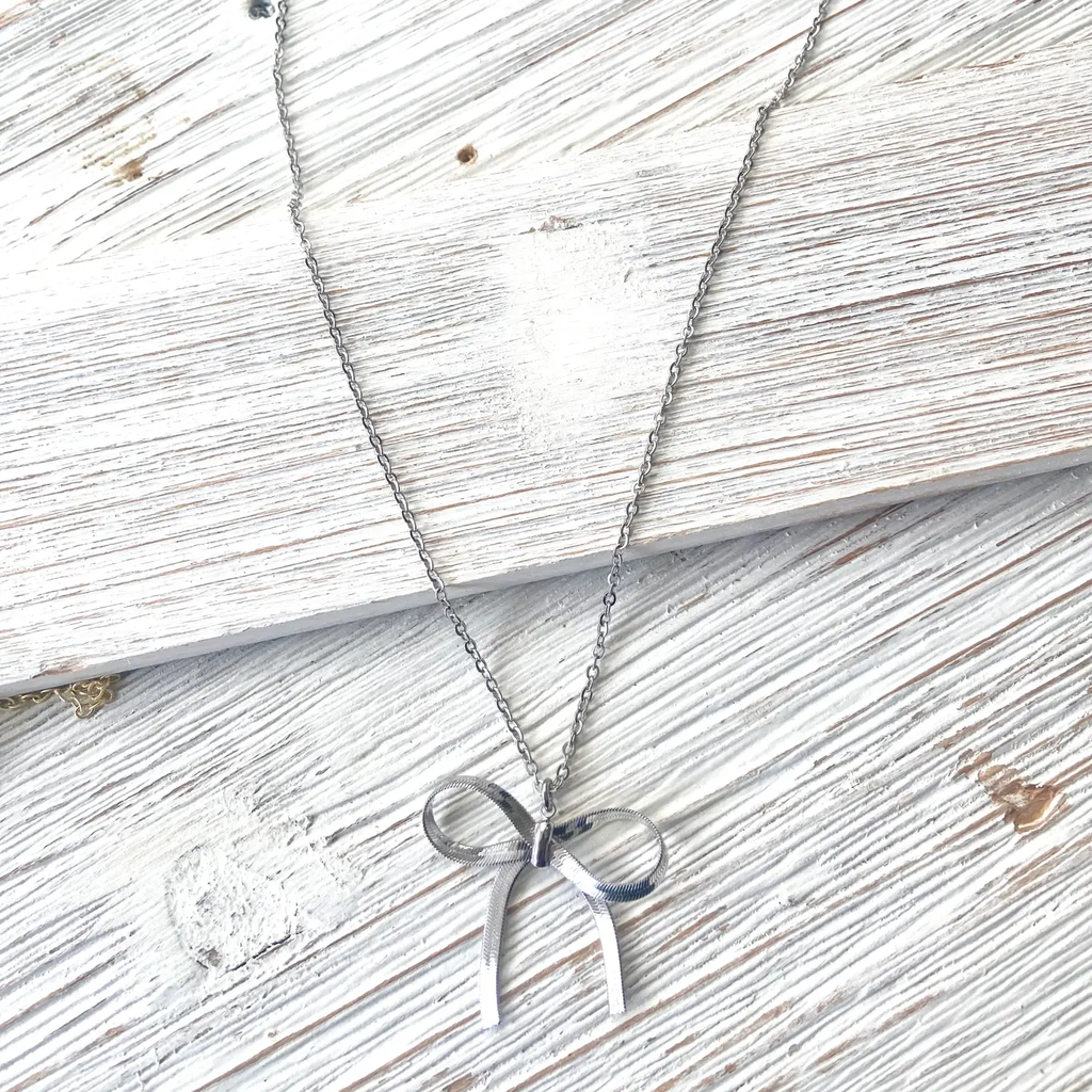 Bow Necklace Slip Knot Trendy Jewelry SILVER