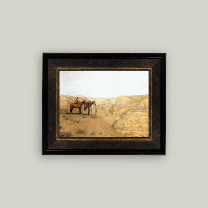 Cowboys in the Badlands Framed Antique Art