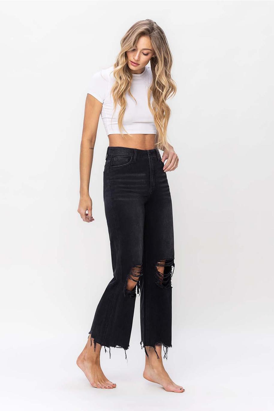 90'S VINTAGE CROP FLARE - BLACK