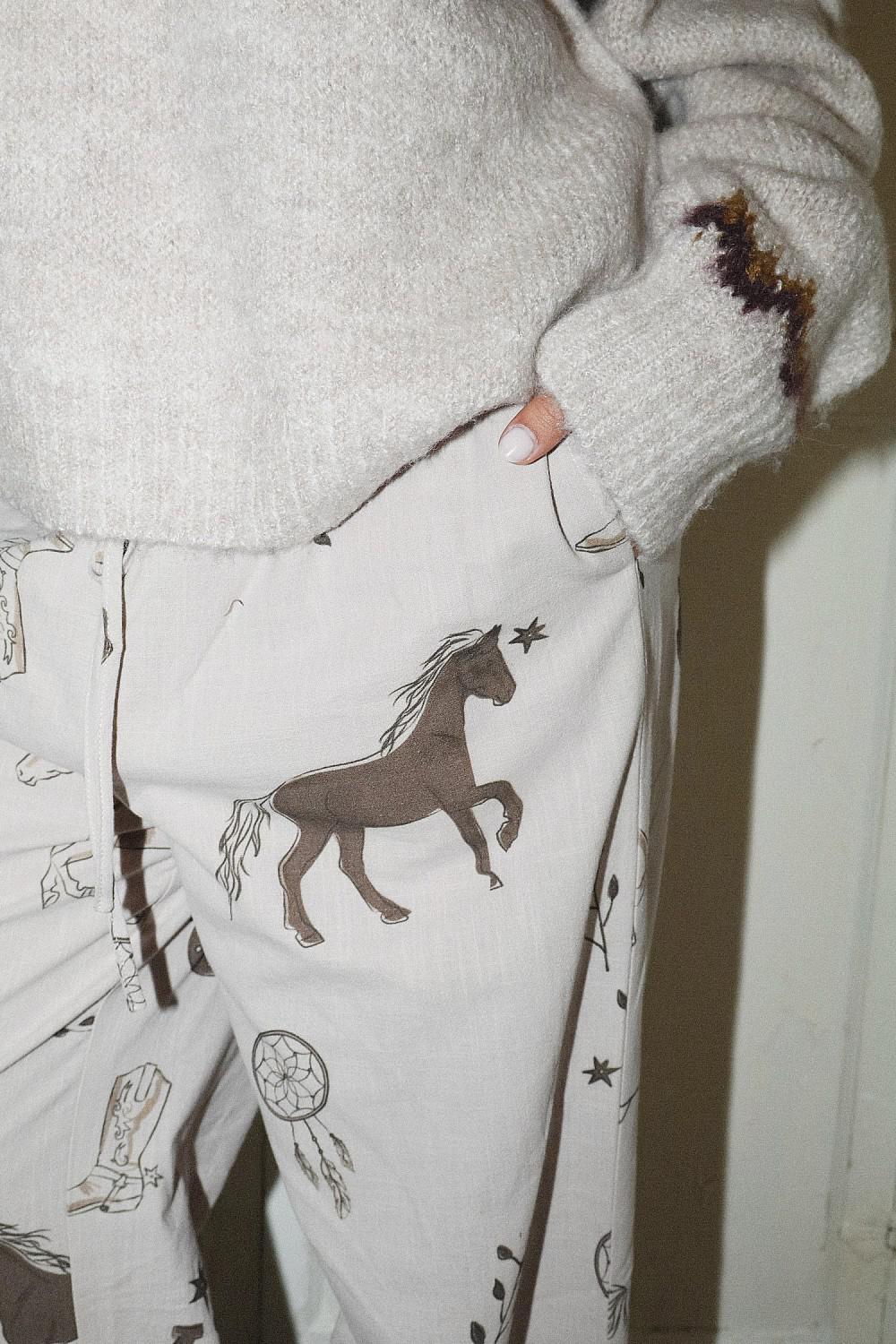 COWGIRL PRINT DRAWSTRING PANTS