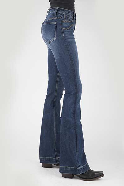 WOMENS JEAN 21 HIGH RISE FLARE FIT PLAIN BACK PKT FANCY YOKESW/DOUBLE NEE 11-054-0921-2407 BU